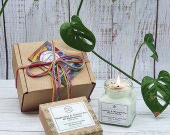 Candle + Soap Sustainable Gift Set | Essential Oil Soy Wax Candle | Natural Soap | Plastic Free Gift