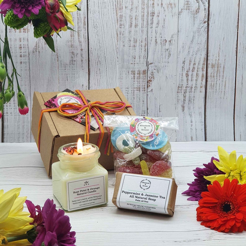 Candle, Soap Vegan Sweets 'Thank-You' Gift Box Sustainable & Plastic Free Candle Jar Natural Soap Spa Eco-friendly Thank You image 5