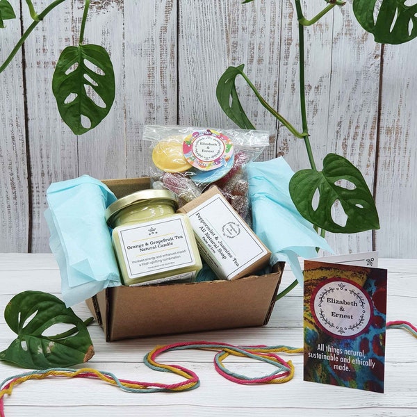 Eco Friendly 'Keep On Smiling' Gift Box | Sustainable & Plastic Free | Candle Jar | Natural Soap | Vegan Sweets | Spa | Personalised