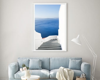 Greece Print // "Road to Ithaca" (Santorini seaside photo beautiful Greece wall art digital fine art photography, Greece lover gift photo)