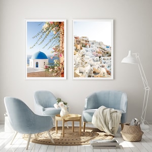 Greece Print Set of 2:  "Love Santorini" (Greek Island Travel Photography, Santorini, Greece Photography, Photo Print, Fine Art Photography)