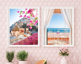 Positano Print Set of 2: "Positano Cocktail Hour" (Positano, Italy travel photography, Amalfi Coast, Italy photo print)