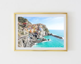 Cinque Terre Print, Manarola Italy Photography, Colorful Seascape