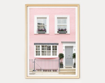 London Photo Print // "Pink London" (London photography, travel photography print, Portobello road, colourful house, pink home)