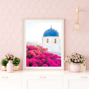 Santorini Greece Photo Print // &quot;Santorini in Pink&quot; (Greece wall art, digital fine art, art photography, Greece photo print)