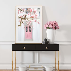 London Travel Print // &quot;Magnolia Pink Door&quot; ( London Art Prints, London Architecture, London Photography, Travel Photography, London Prints)