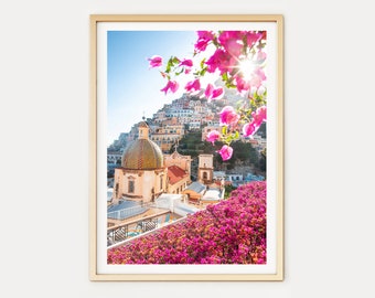 Positano Wall Art // Positano Flower Sunset  (Positano prints, Italy art prints, Amalfi Coast, Italy print, travel photography, wall art)