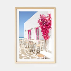 Mykonos Greece Photo Print // "Blissful Greece Bloom" (Greece wall art, digital fine art,art photography, greece gift, unique photo print)