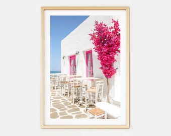Mykonos Greece Photo Print // "Blissful Greece Bloom" (Greece wall art, digital fine art,art photography, greece gift, unique photo print)