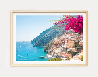 Positano Wall Art // Perfectly Pink (Positano prints, Italy art prints, Amalfi Coast, Italy print, travel photography, wall art)