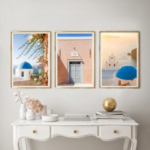 Greece Print Set of 3:  "Santorini Pink" (Greek Island Travel Photography, Santorini, Greece Photography, Photo Print, Fine Art Photography)