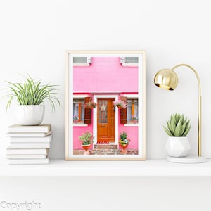 Italy Photo Print // Quaint Home (Burano, Italy travel photography, Italy photography print, courtyard, pink, fine art photography, gift)
