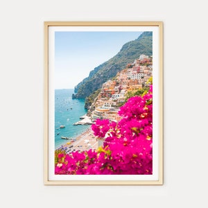 Positano Wall Art // Pink Positano(Positano prints, Italy art prints, Amalfi Coast, Italy print, travel photography, wall art)