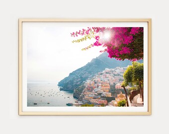 Positano Wall Art // Pink Positano Sunset (Positano prints, Italy art prints, Amalfi Coast, Italy print, travel photography, wall art)