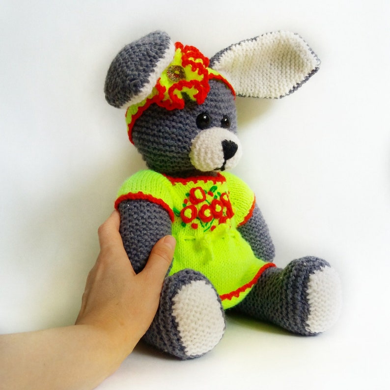 Crocheted soft bunny Birthday gift Baby shower present baby room decoration Stuffed animal rabbit Surprise for girlfriend toy Keepsake gift