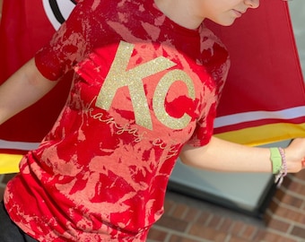 KC Bleached Tee, Gold Sparkle Kansas City Unisex T-Shirt