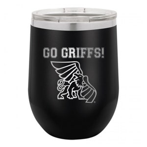 12 oz. Go Griffs Wine Tumbler, Missouri Western State University Wine Tumbler, Insulated Tumbler, Engraved Cup, Birthday Gift, Student Gift