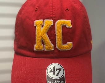 KC 47' Brand Adjustable Hat, Chiefs Applique Cap, Unisex 47 Brand Hat