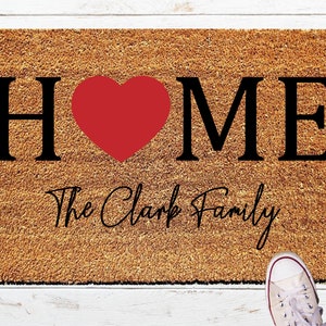 Home Customized Doormat, Home Heart Personalized Door mat, Housewarming Gift, Birthday Gift, Gift For Yourself