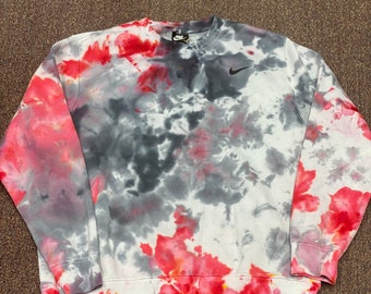Custom Nike Ice Tie Dye, "Lollipop" Nike Crewneck Tie Dye, Nike Hoodie Ice Tie Dye