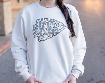 Kansas City Crewneck, KC Spangle Arrow, Sparkle Kansas City, Faux Rhinestones