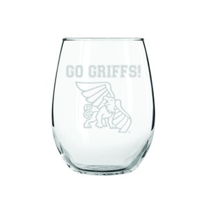 Go Griffs Glass Wine Cup, 21 oz. Wine Glass, Missouri Western State University Wine Glass, Engraved Cup, Griffon Pride, Student Gift