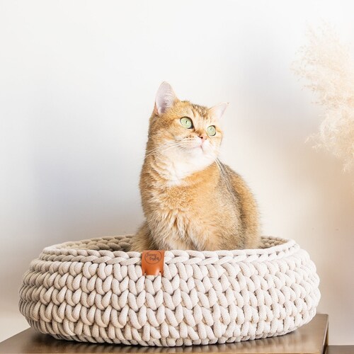 Cat Bed/animal Bed Merino Wool Chunky Knit Pet Basket Etsy UK