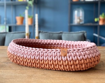 Handmade cat basket recycled cotton / 2 coloured / chunky yarn / Two-tone / Catbed