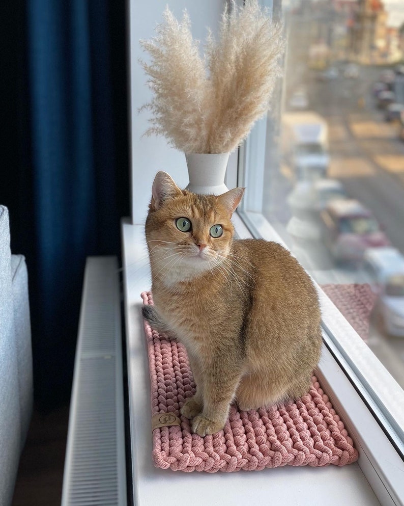 Chunky chrochet Windowsill bed / cat mat image 2