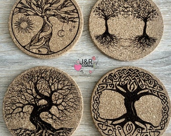 Cork Set Of 4 Drink Coasters , Tea , Coffee Cup Mats.