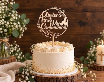 Personalised First Holy Communion Cake Topper, Communion Cake Decoration, Religious Cake Topper