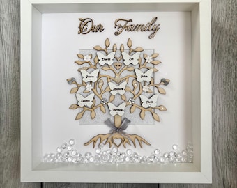 Personalised Family Tree Box Frame,Unique Keepsake ,Xmas Gift