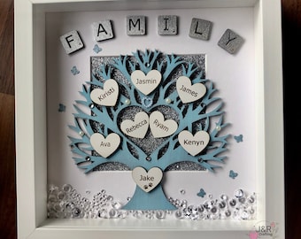 Personalised family tree,3D box frame.
