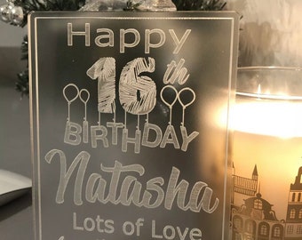 Personalised 16th ...Birthday Gift with message - Free Standing Keepsake