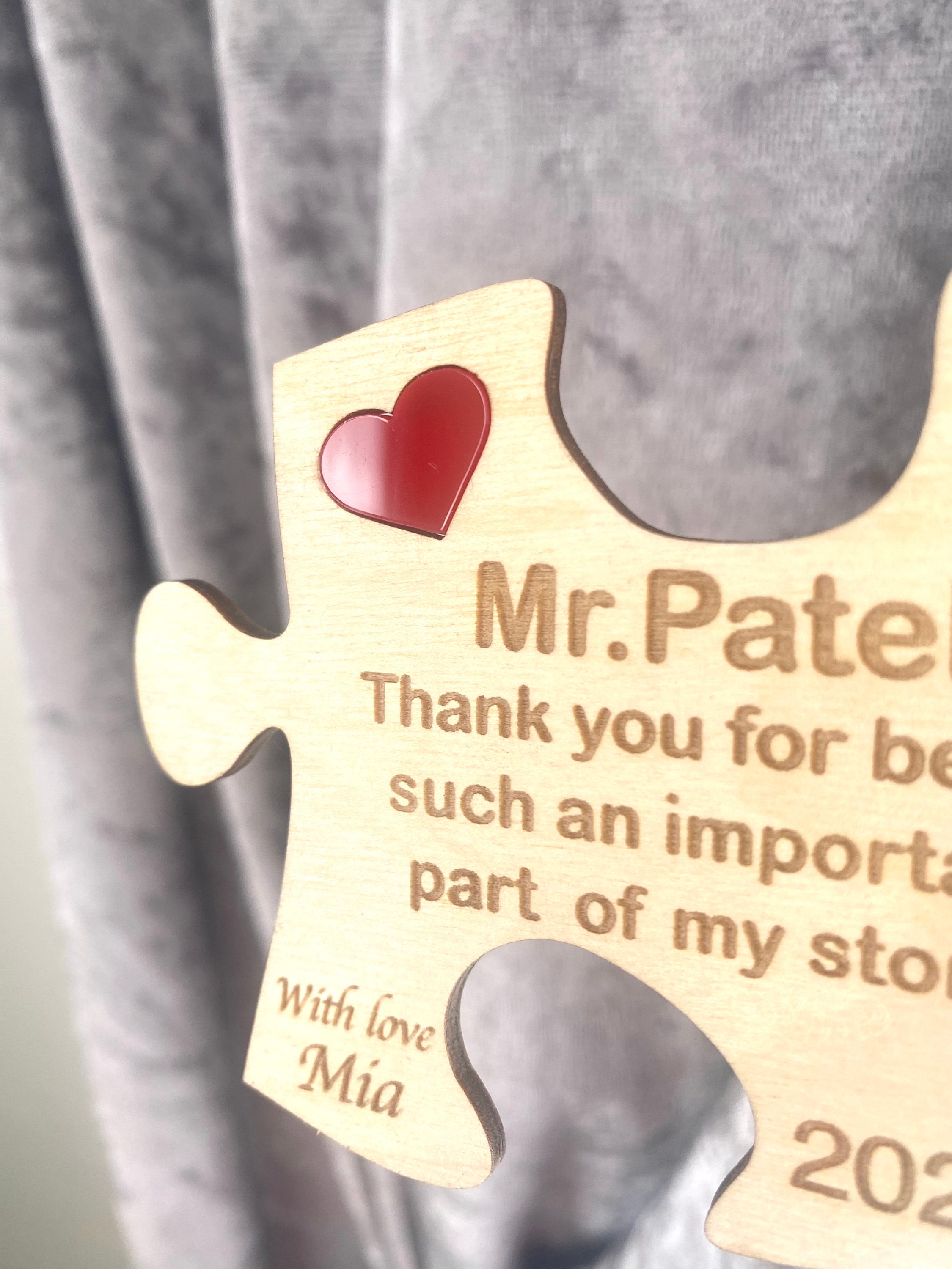Personalized Teacher Magnet, Engraved Wood Puzzle Piece, Thank You Gift ...