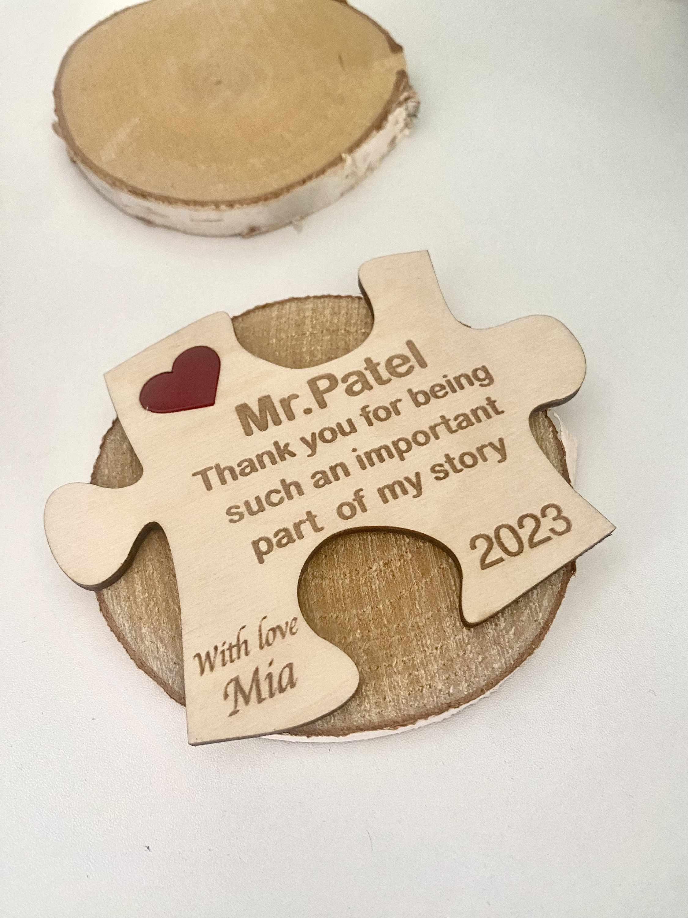 Personalized Teacher Magnet, Engraved Wood Puzzle Piece, Thank You Gift ...