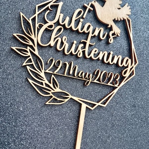 Christening, Baptism, Confirmation Cake topper ,Wooden Decorations-Any name image 2