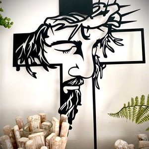 MDF Hanging Wall Cross , Hand painted, Jesus Christ Religious