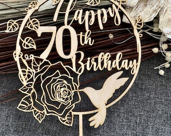 Personalized Wooden Birthday Cake Topper, Any Age