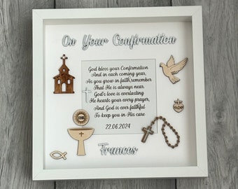 Personalised Confirmation Gift , 3D Box Frame, Confirmation Keepsake,27cm x 27cm