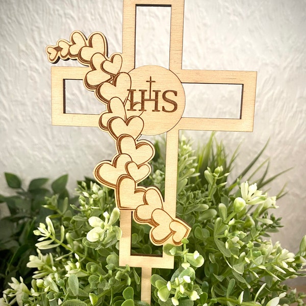 First holy communion,wooden cake topper, IHS