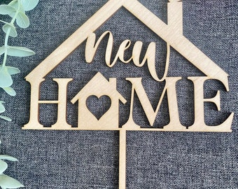 Wooden New Home Cake Topper, Housewarming Party Decor