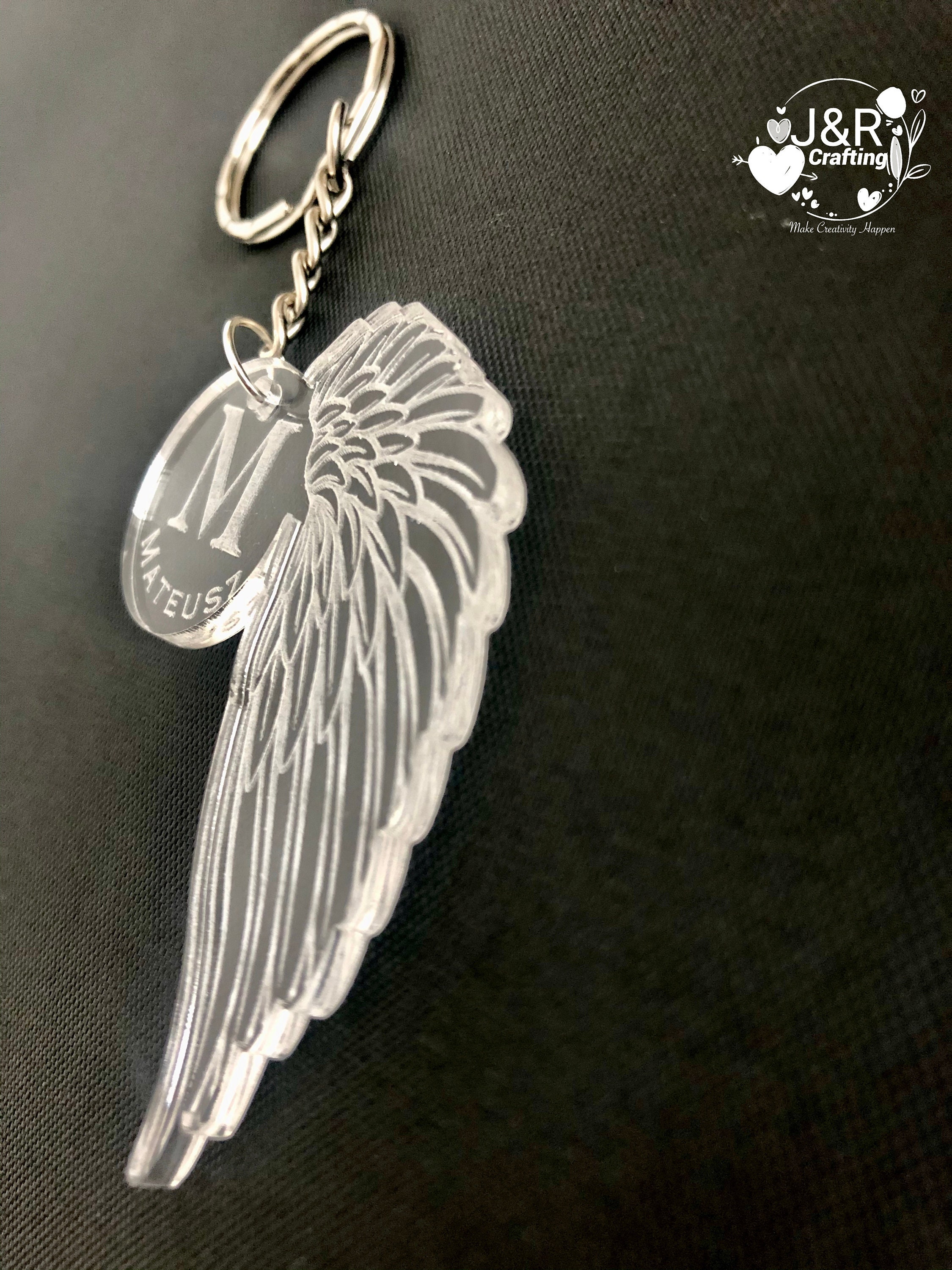 BNQL Guardian Angel Keychain with Birthstone Memorial Key Chain Personalised Gift (April