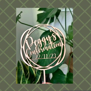 Confirmation Cake topper ,Wooden Decorations-Any Name & Date