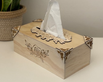 Wooden Tissue Holder Tissue Box Cover  Napkin Dispenser Home Office