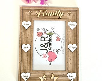 family photo frame, FAMILY ,Family Photo Frame, family keepsake, engraved heart photo frame