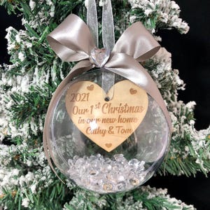 Personalised Bauble , Tree bauble decoration Our New Home, Christmas Gift Plastic Bauble