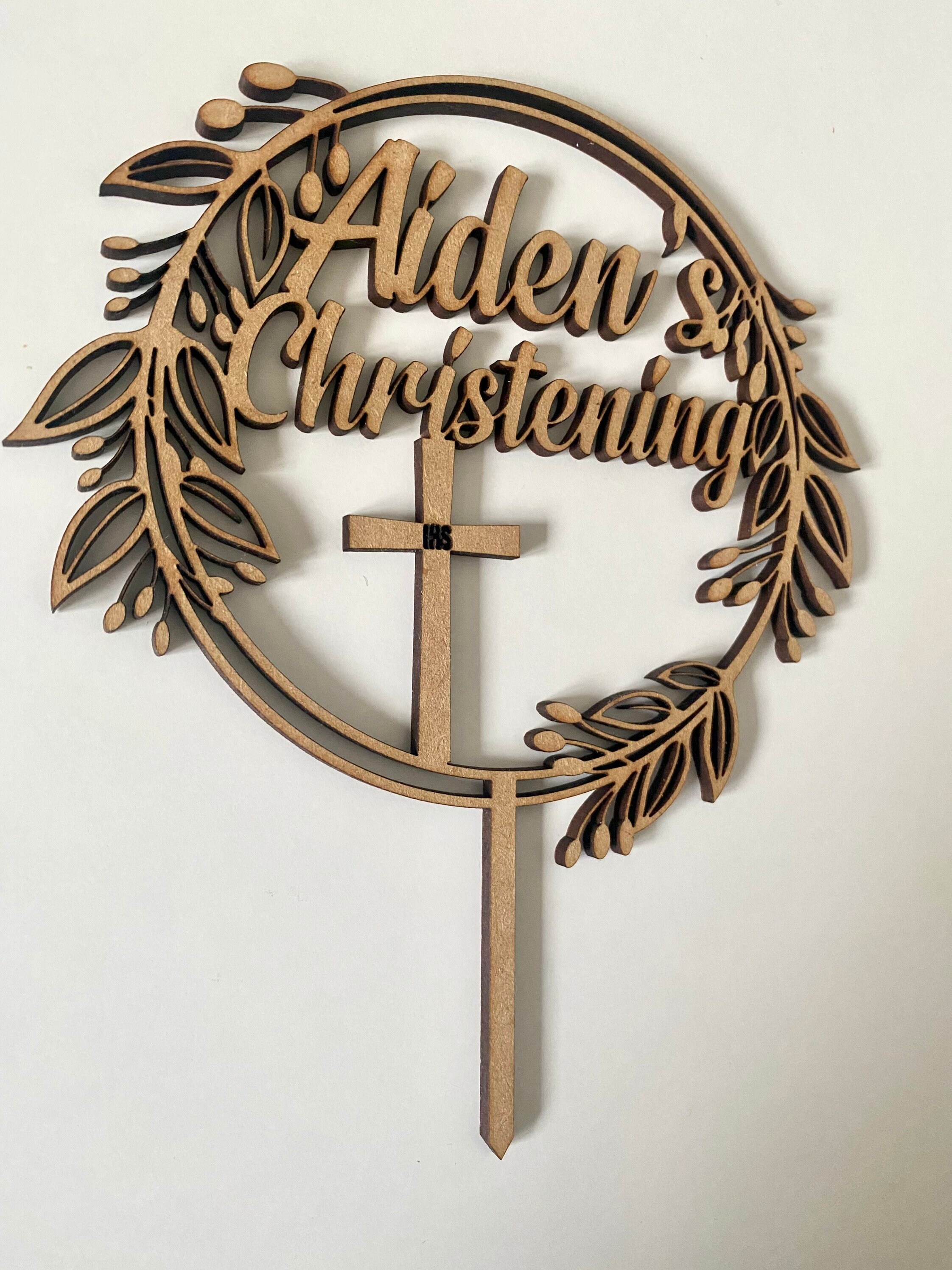 Christening Cake Topper ,MDF Decorations-any Name - Etsy
