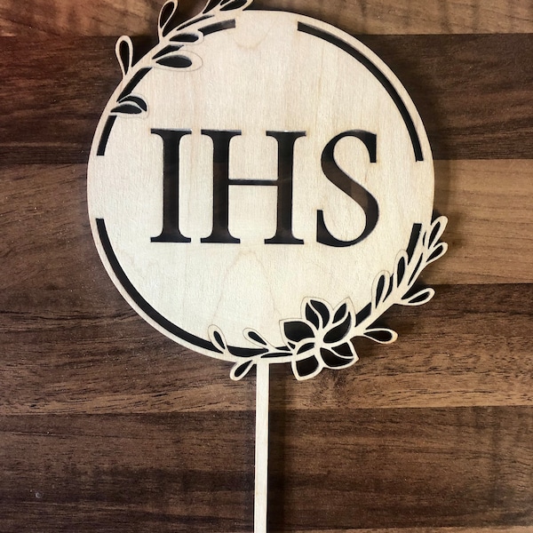 First holy communion,IHS  wooden cake topper