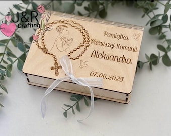 First Holy Communion, Pamiątka Komunii Świętej  Keepsake Gift Wooden Money Box,